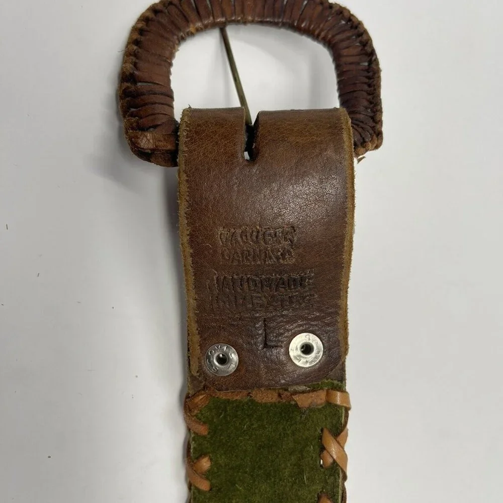 Vtg Vaquera Carnaya Brown Hand Tooled Leather Belt